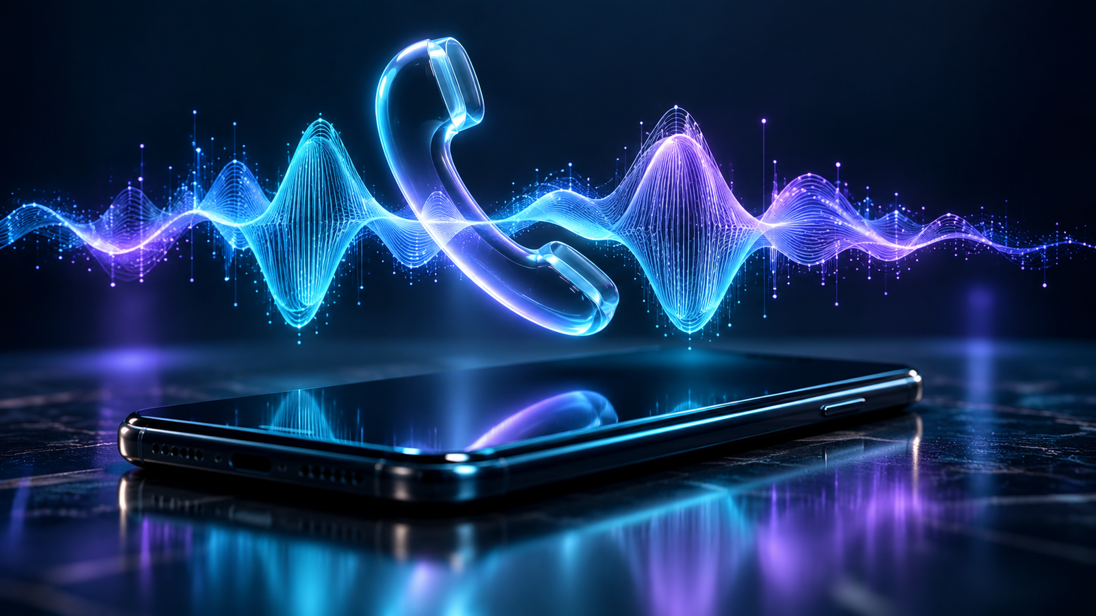 Conceptual blue and purple audio waveform